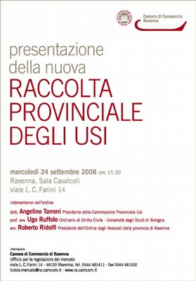 Invito presentazione Raccolta provinciale degli usi