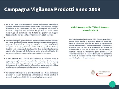 Campagna Vigilanza Prodotti annualità 2019 Campagna Vigilanza Prodotti annualità 2019